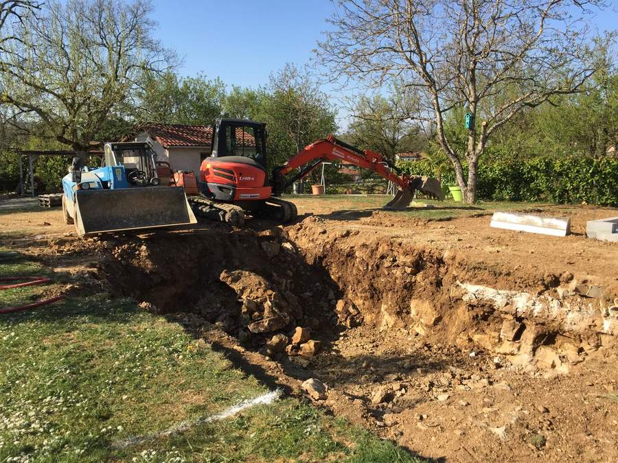 Terrassement de fondations pour maison individuelle par BPA TP en Aveyron